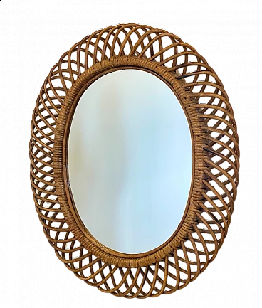 Oval bamboo mirror, 1970s