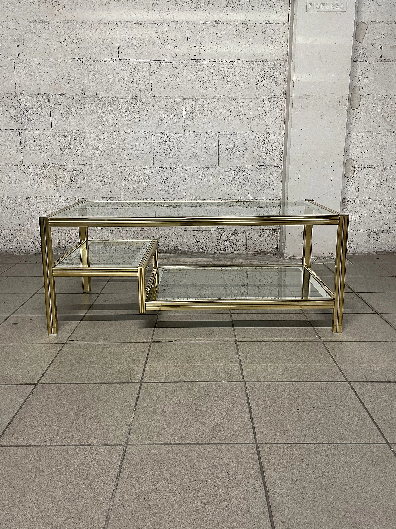 Glass and brass coffee table, 1970s 1