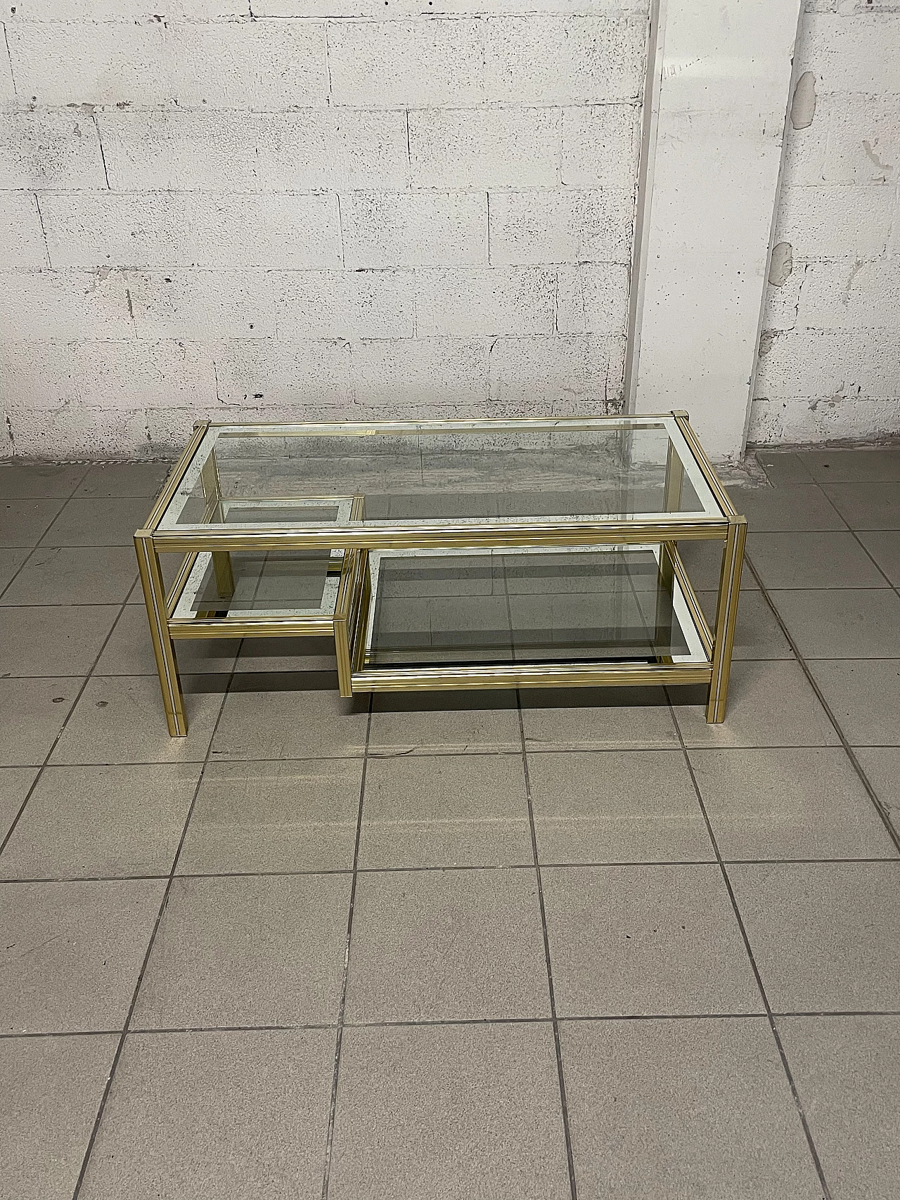 Glass and brass coffee table, 1970s 2