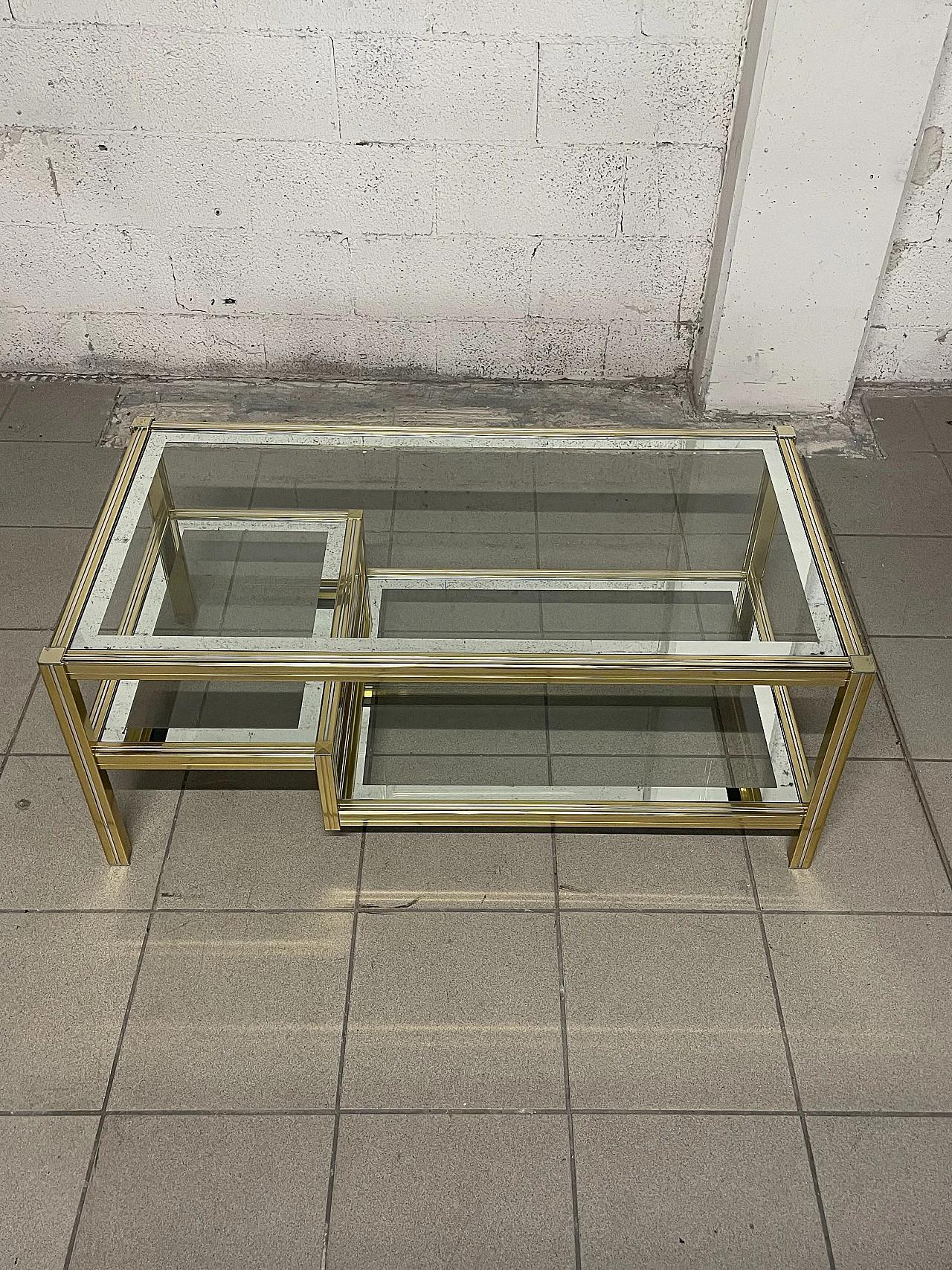 Glass and brass coffee table, 1970s 3