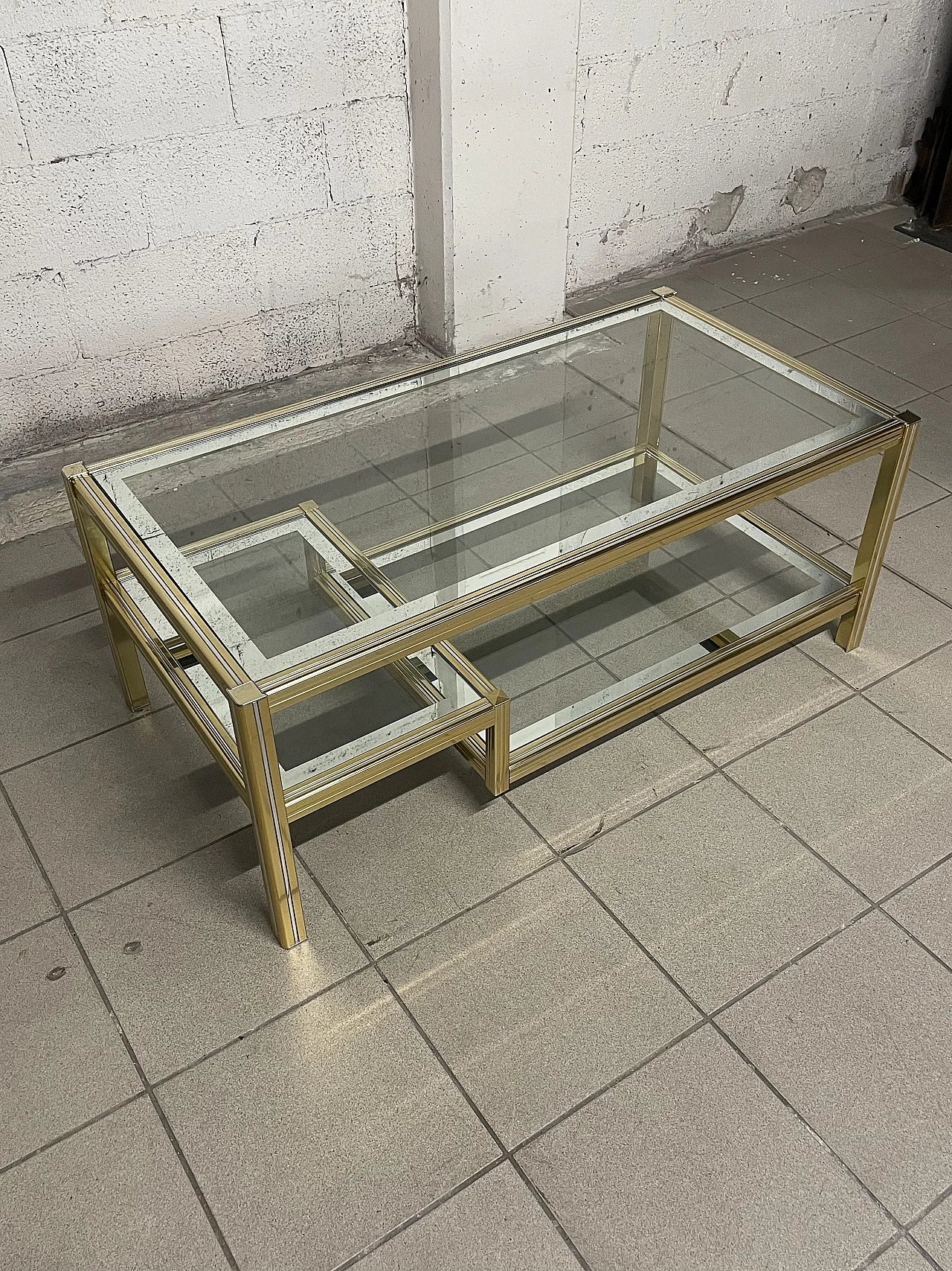 Glass and brass coffee table, 1970s 4