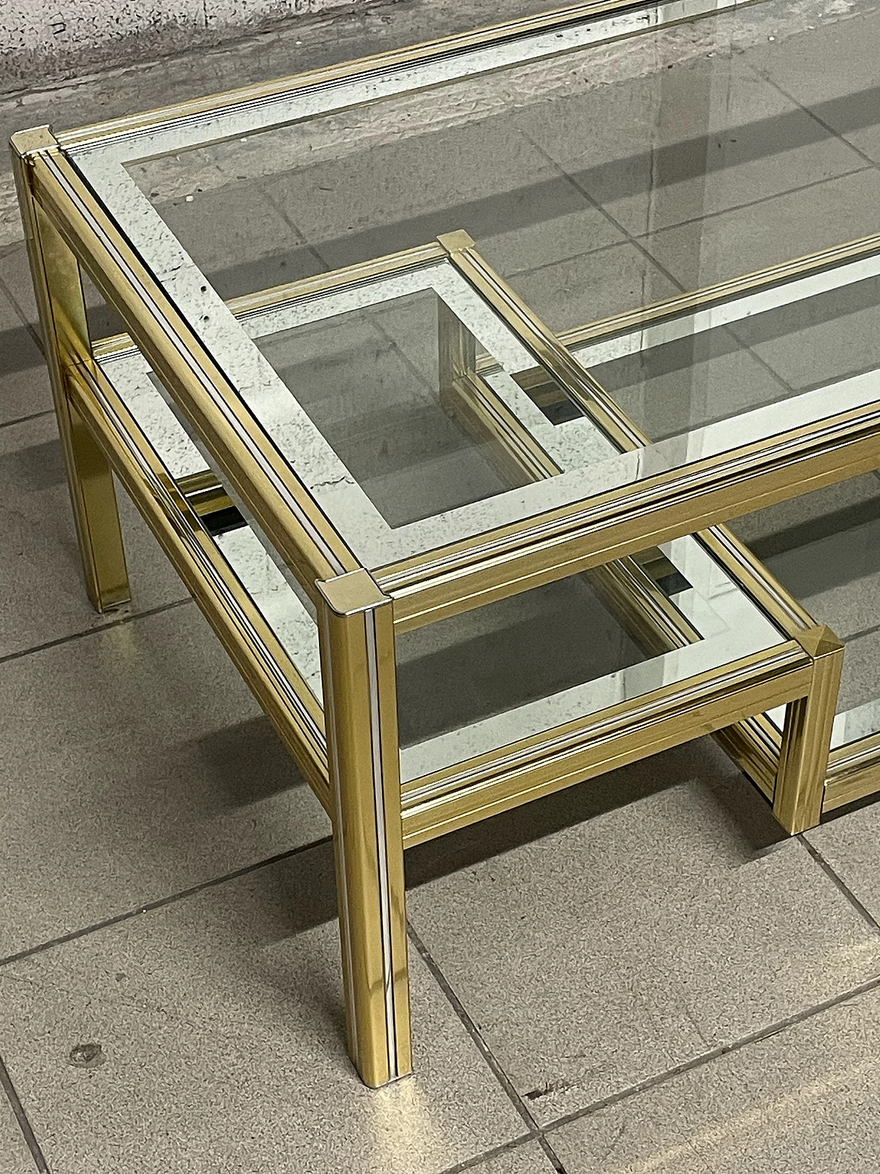 Glass and brass coffee table, 1970s 5