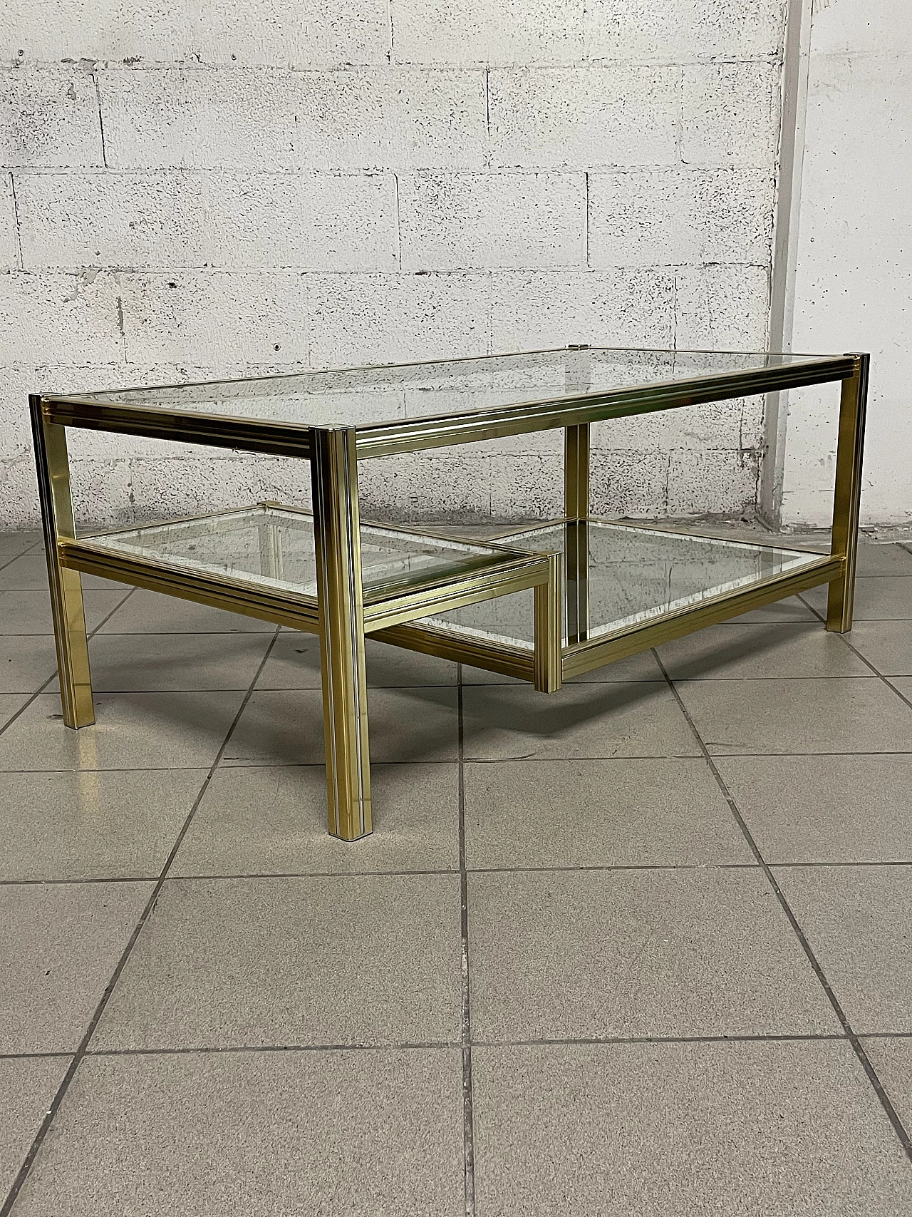 Glass and brass coffee table, 1970s 6