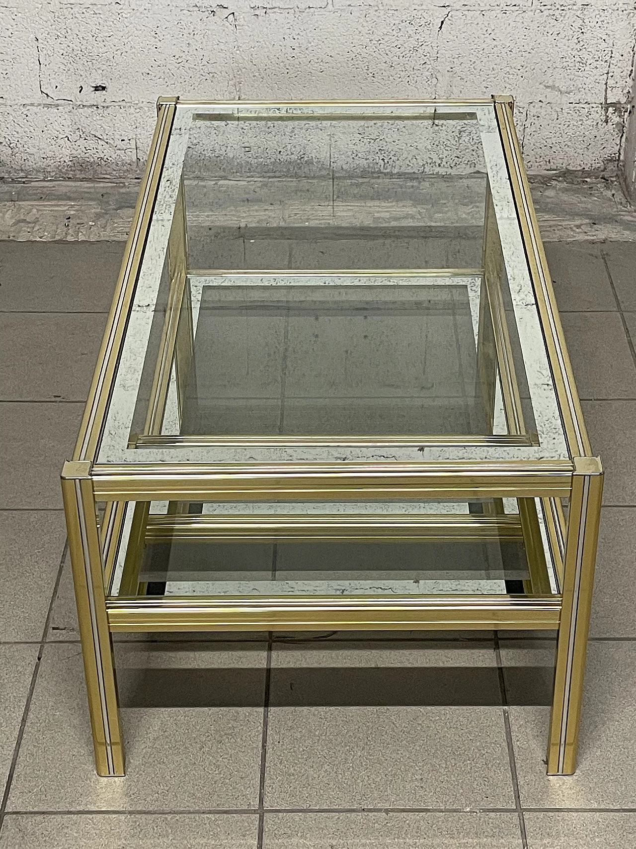 Glass and brass coffee table, 1970s 8