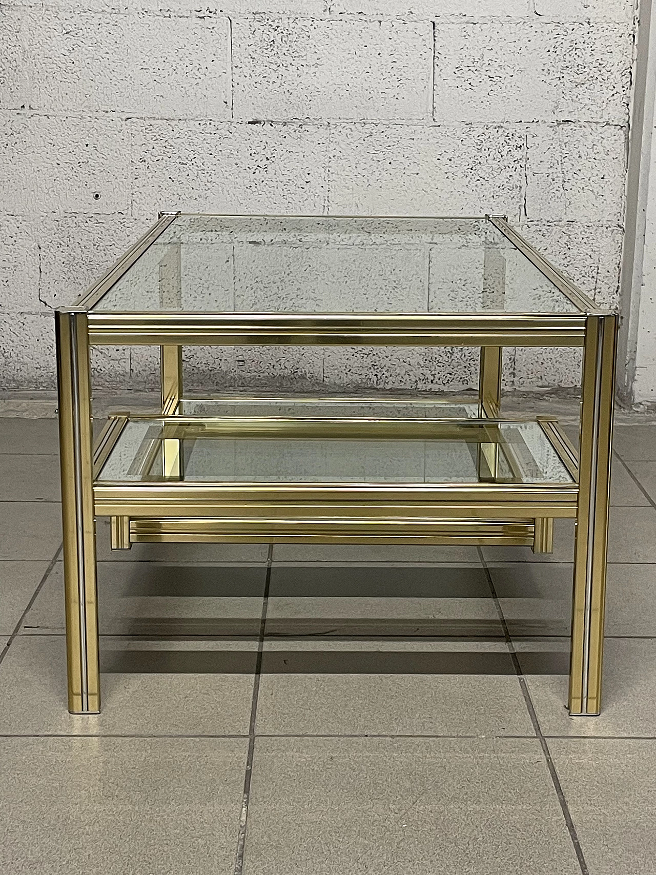Glass and brass coffee table, 1970s 9