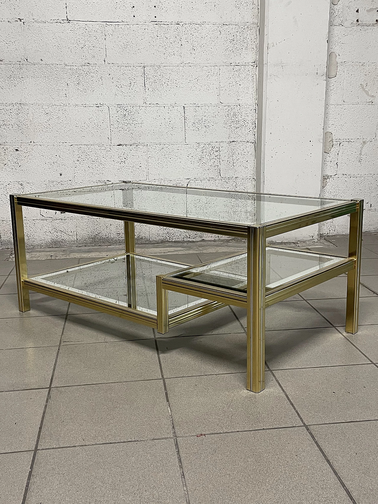 Glass and brass coffee table, 1970s 10