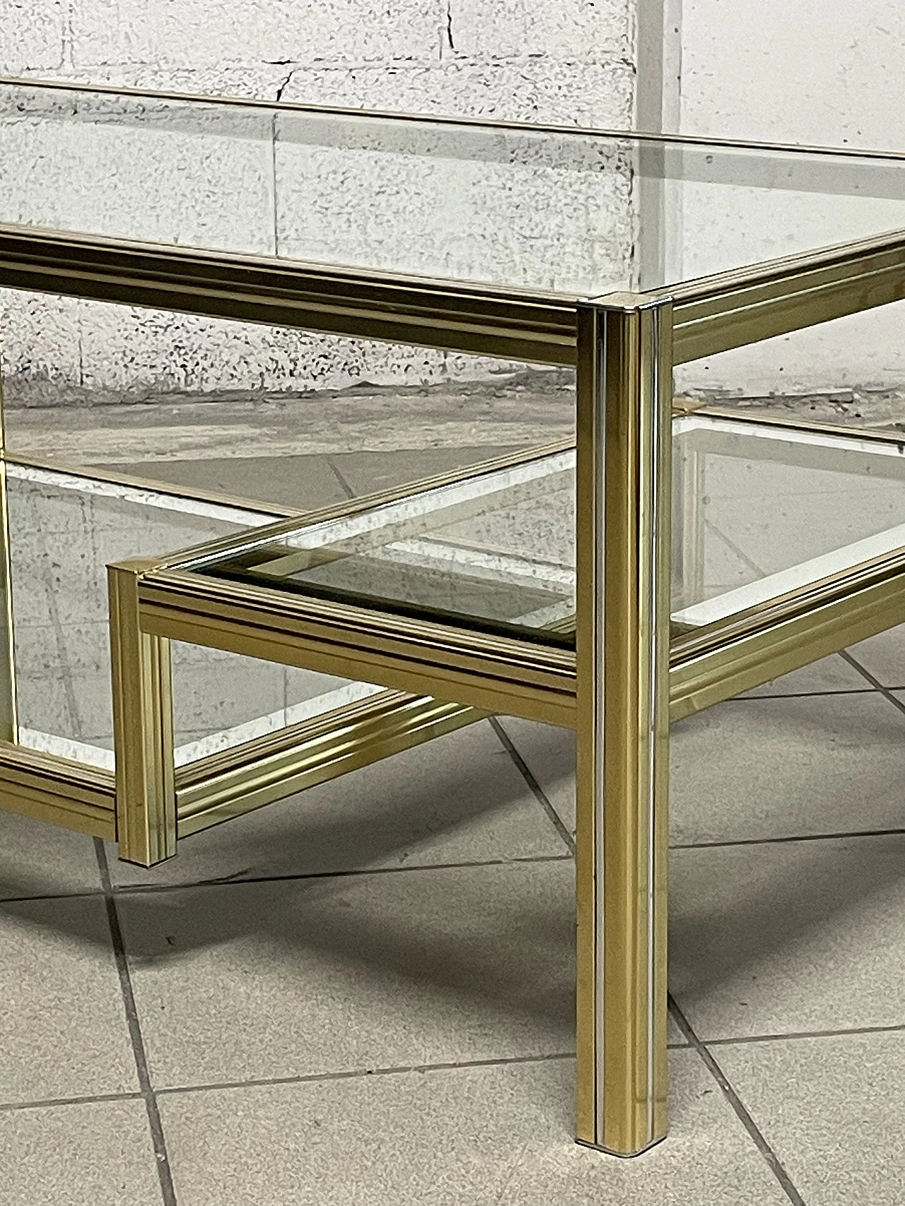 Glass and brass coffee table, 1970s 11