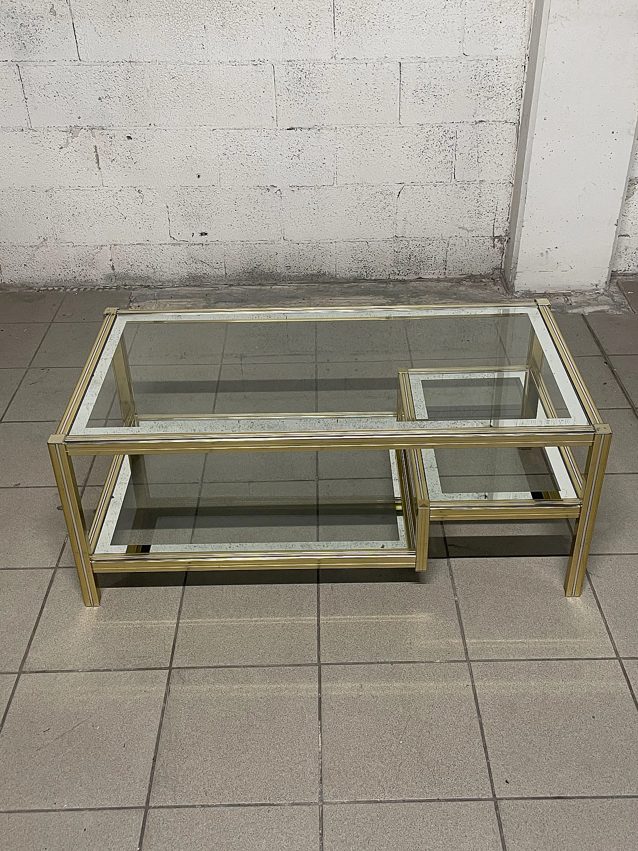 Glass and brass coffee table, 1970s 12