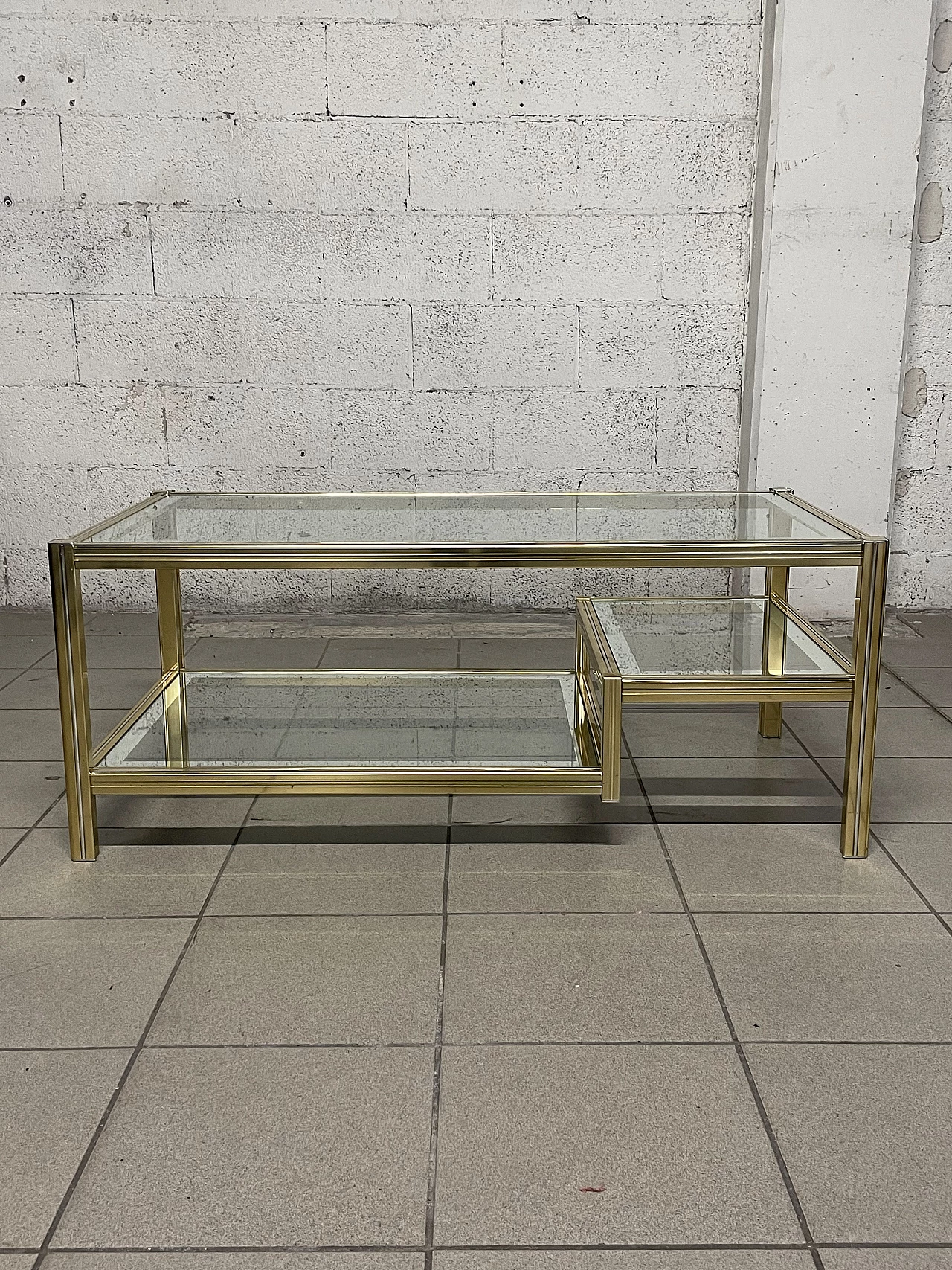 Glass and brass coffee table, 1970s 13
