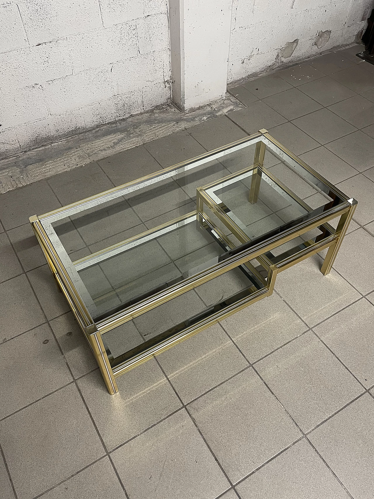 Glass and brass coffee table, 1970s 14