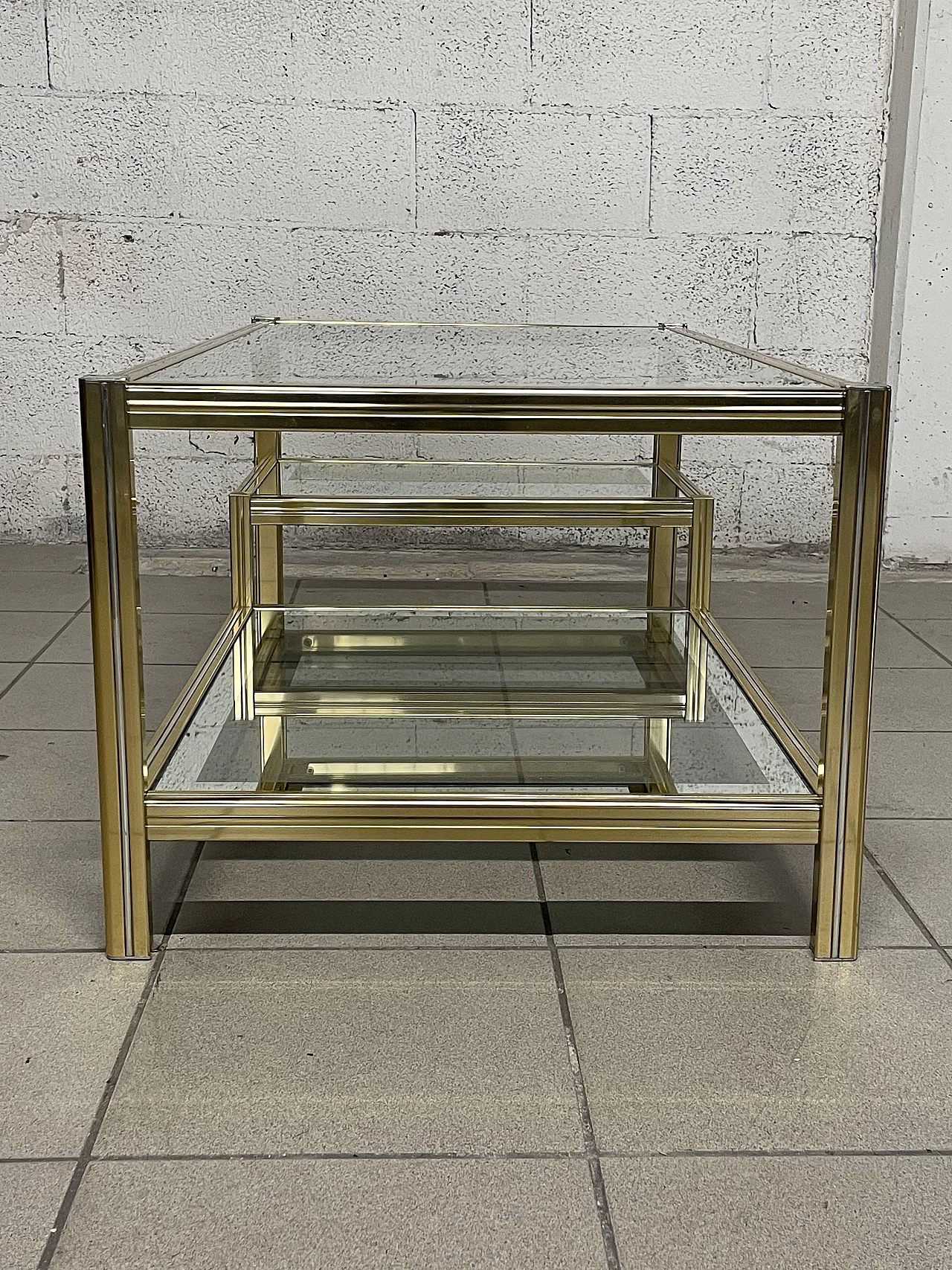 Glass and brass coffee table, 1970s 30