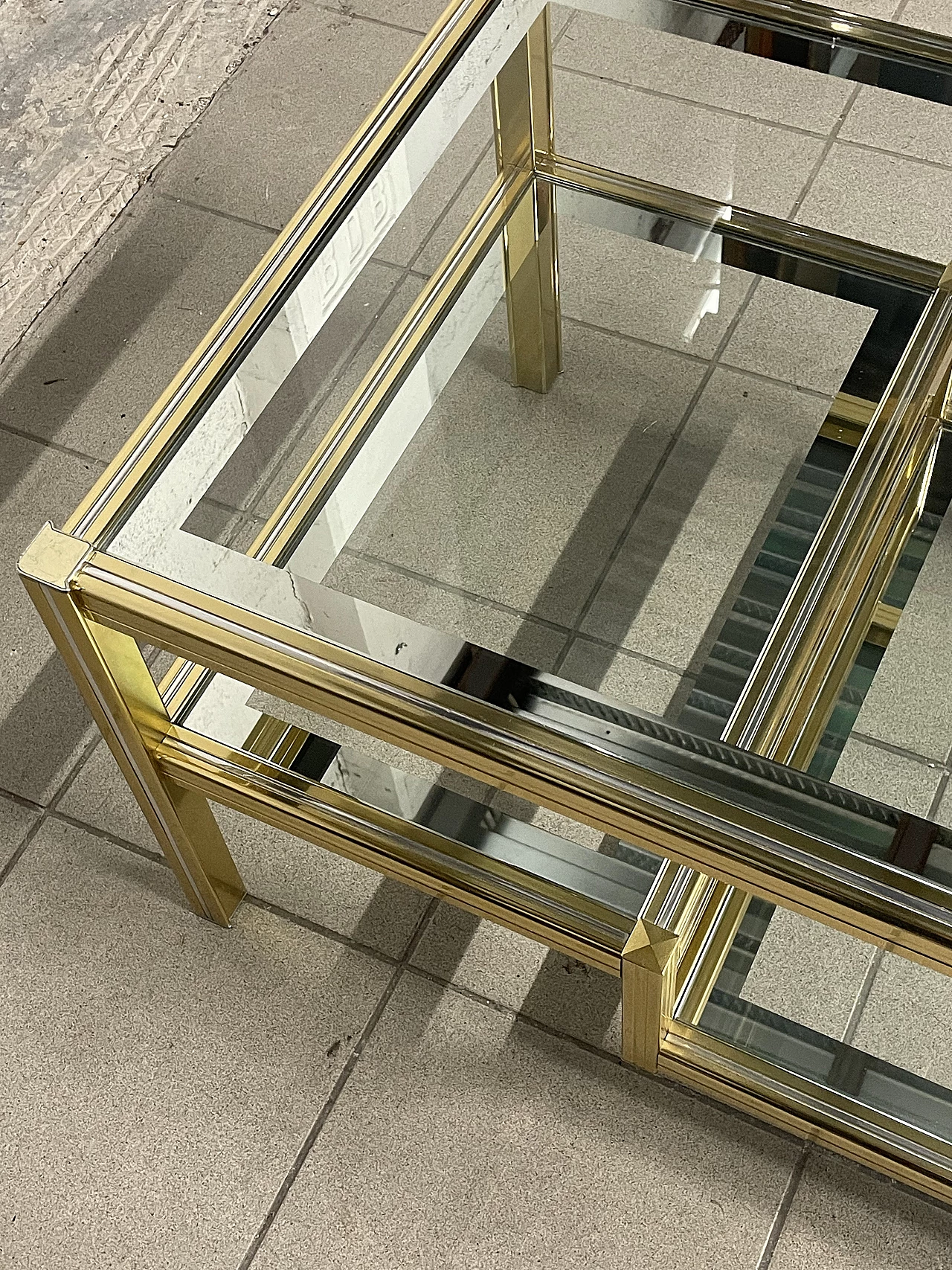 Glass and brass coffee table, 1970s 31