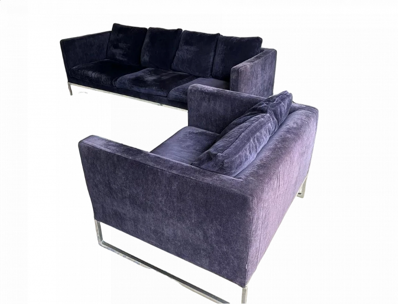Tight velvet sofa and armchair by Antonio Citterio for B&B Italia 13