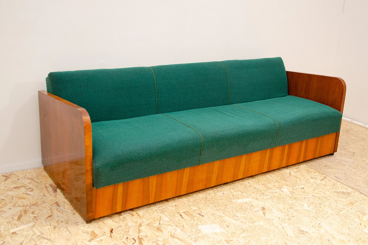 Art Deco wood and fabric sofa bed by UP Závody, 1950s 2