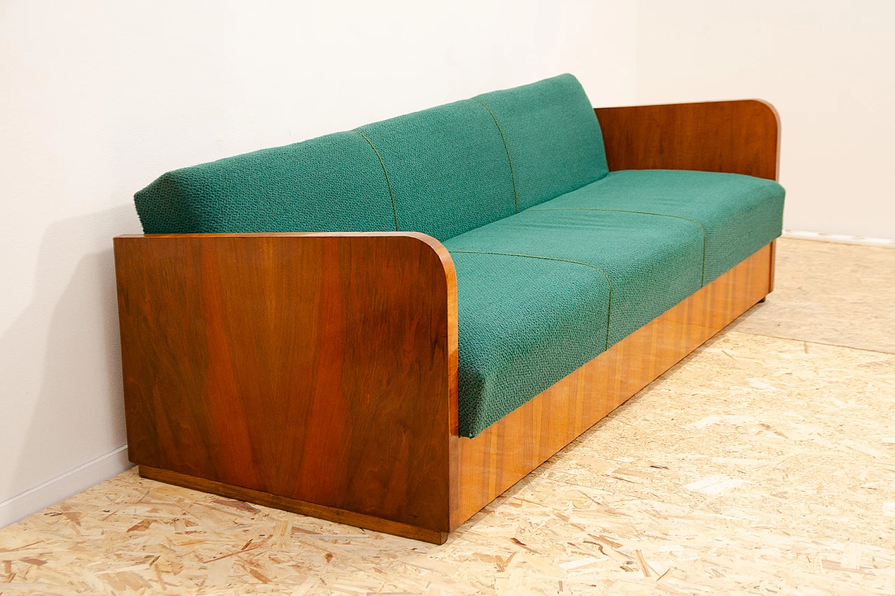 Art Deco wood and fabric sofa bed by UP Závody, 1950s 3