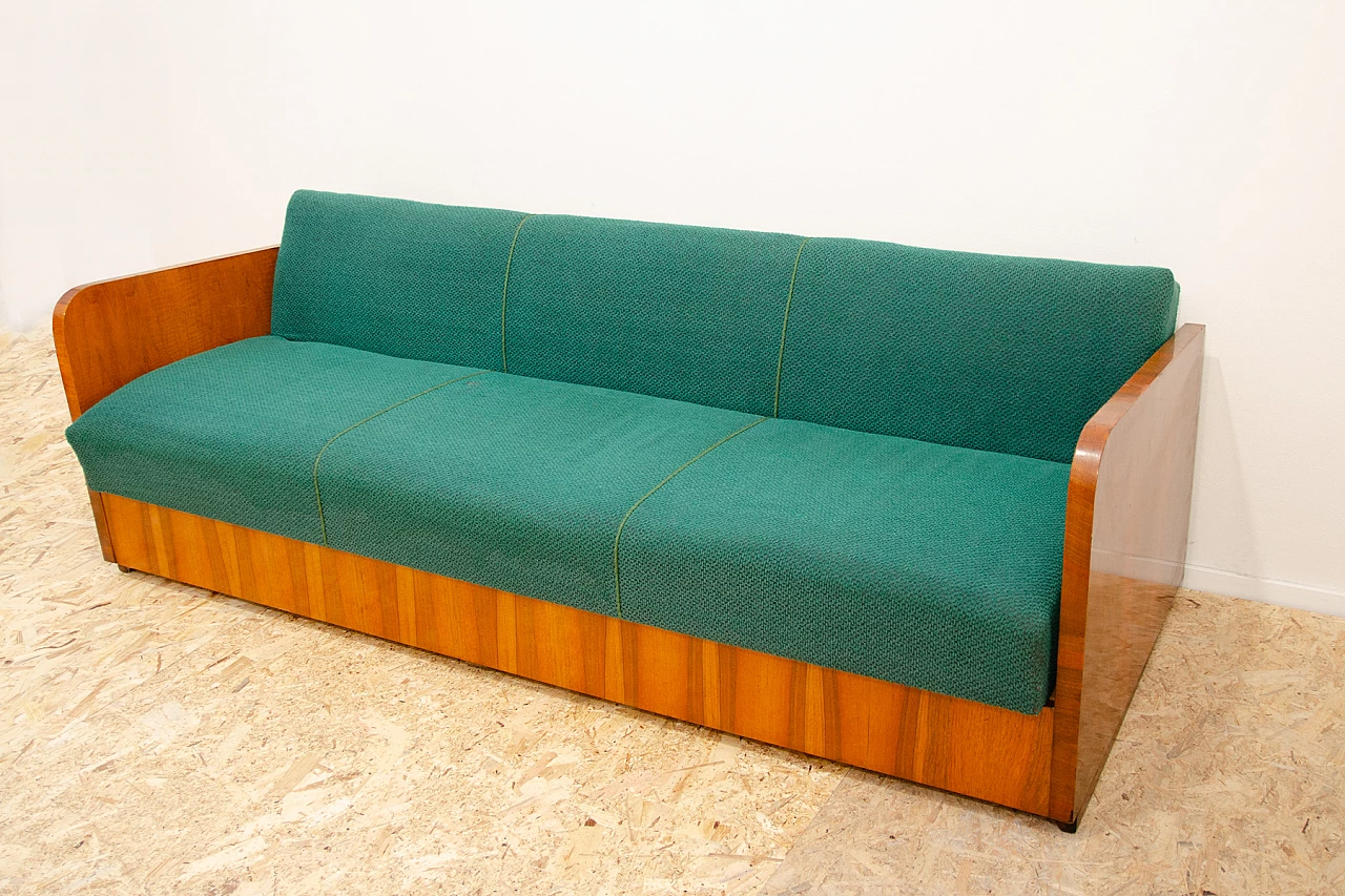 Art Deco wood and fabric sofa bed by UP Závody, 1950s 6
