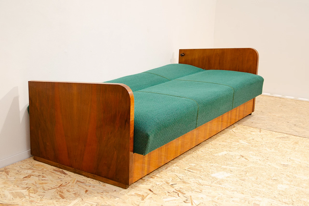 Art Deco wood and fabric sofa bed by UP Závody, 1950s 14