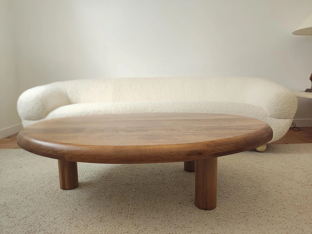 Curved sofa in white bouclé fabric, 1960s 3