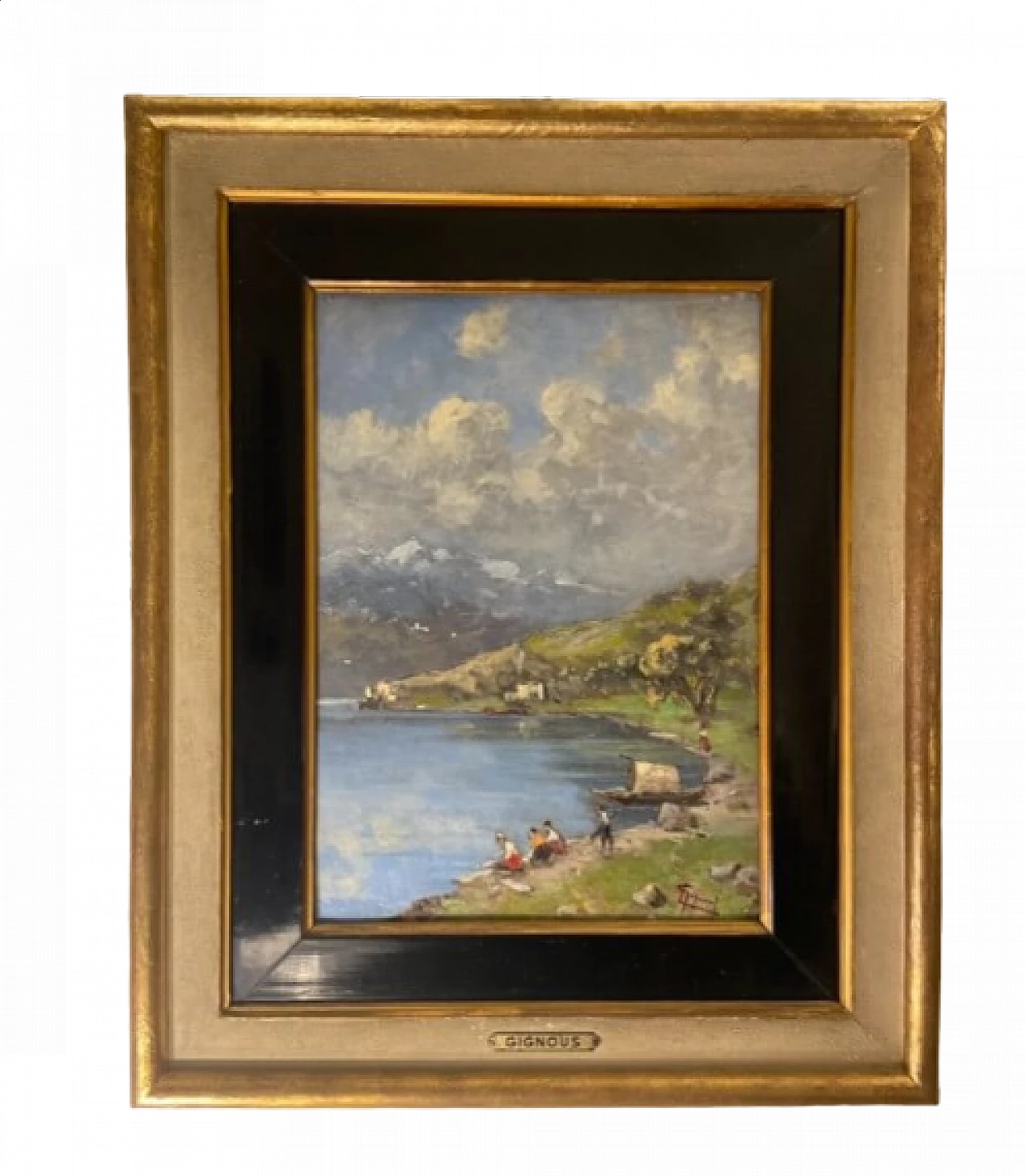 L. Gignous, paesaggio, dipinto a olio su tavola, inizio '900 4