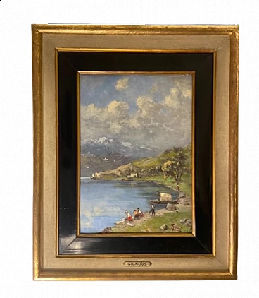 L. Gignous, paesaggio, dipinto a olio su tavola, inizio '900
