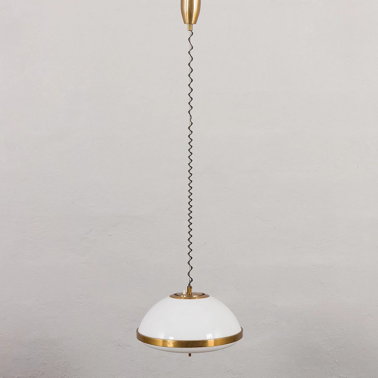 Brass-plated aluminum and acrylic hanging lamp, 1970s 1