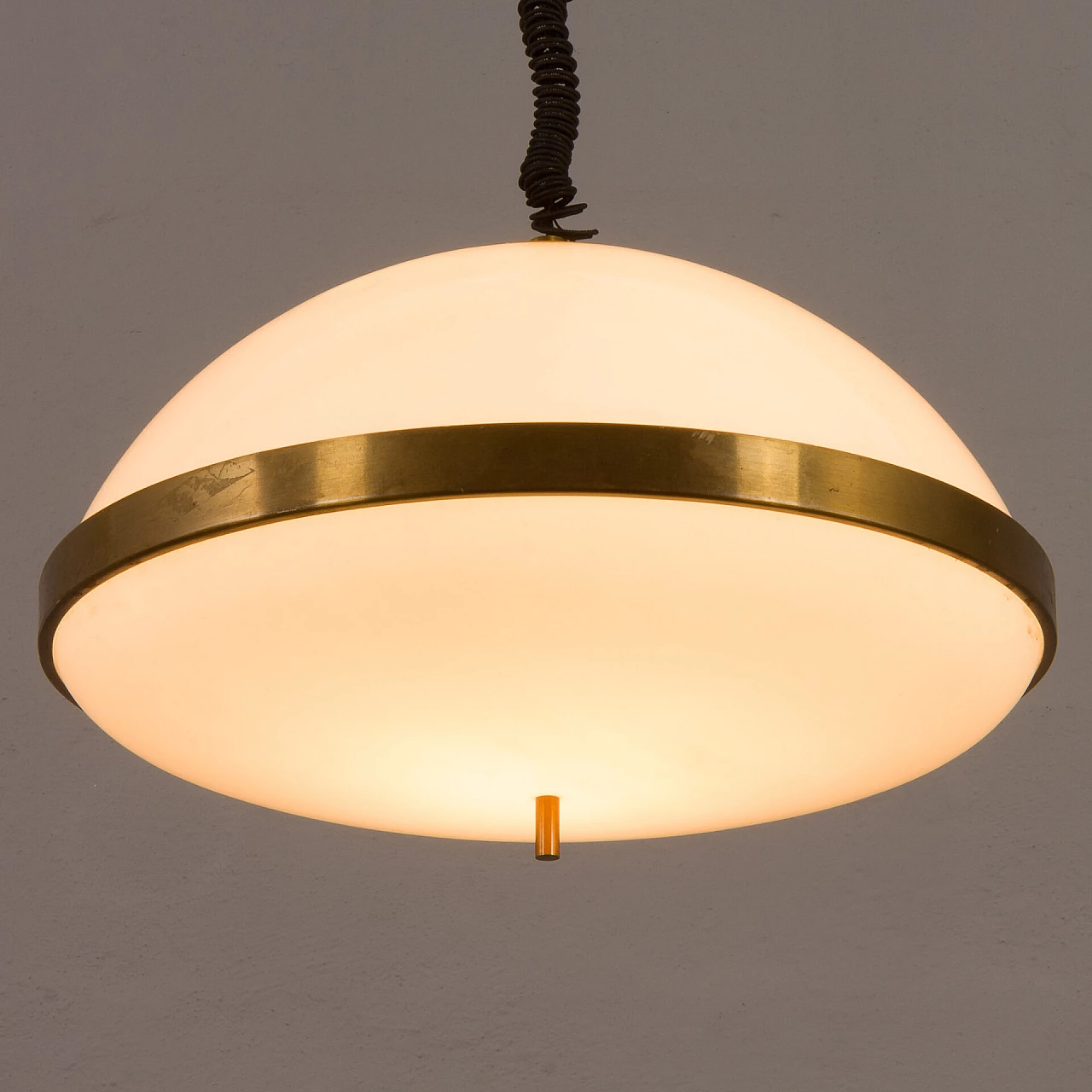 Brass-plated aluminum and acrylic hanging lamp, 1970s 3
