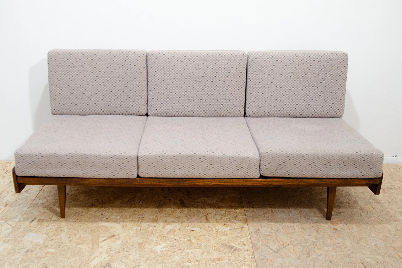 Beech and fabric sofa bed by Interiér Praha, 1960s 2
