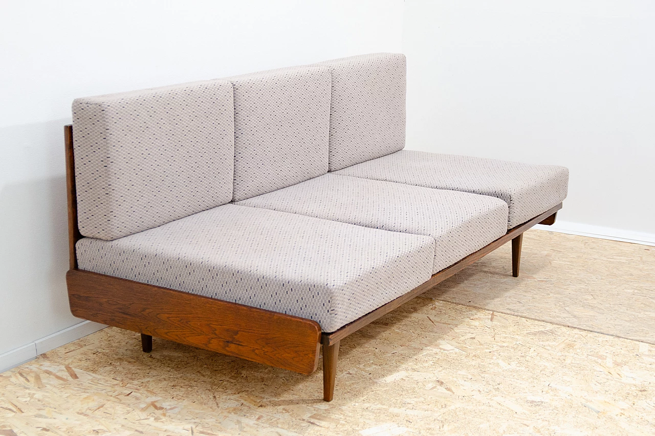 Beech and fabric sofa bed by Interiér Praha, 1960s 4