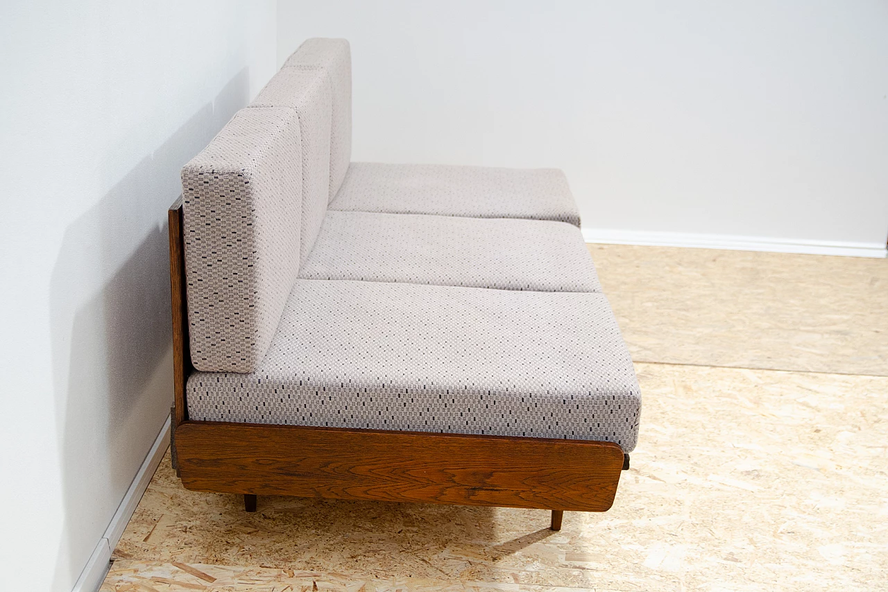 Beech and fabric sofa bed by Interiér Praha, 1960s 5