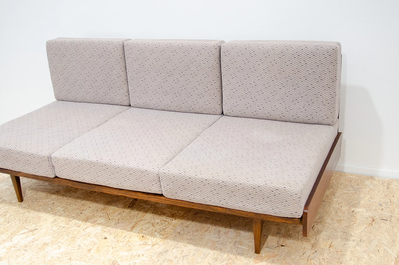 Beech and fabric sofa bed by Interiér Praha, 1960s 6
