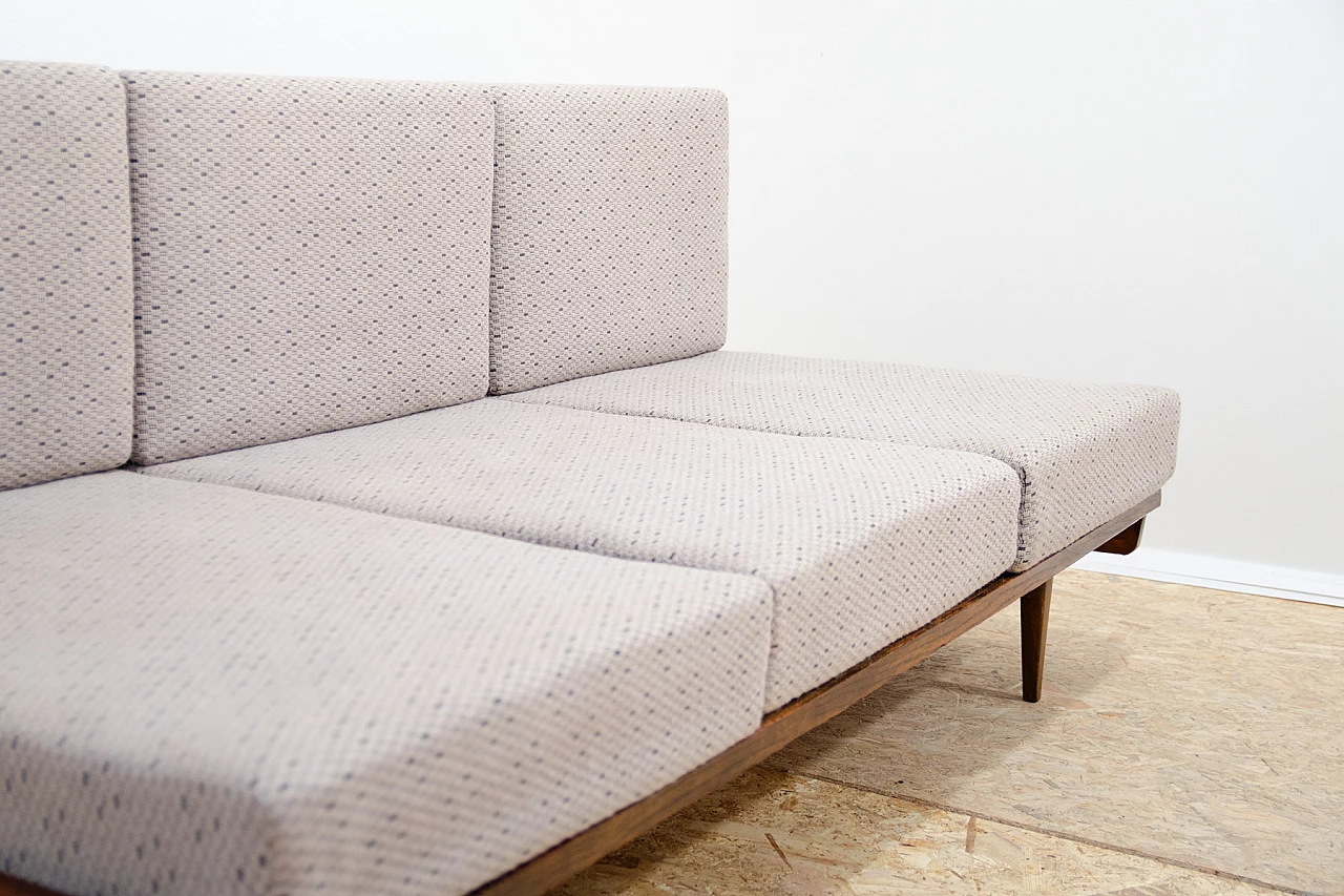Beech and fabric sofa bed by Interiér Praha, 1960s 7
