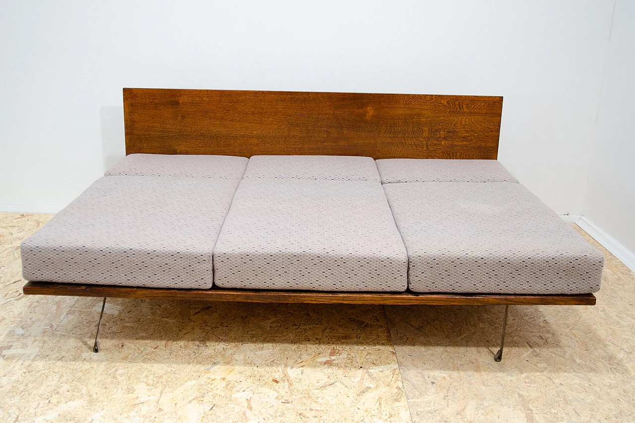 Beech and fabric sofa bed by Interiér Praha, 1960s 13