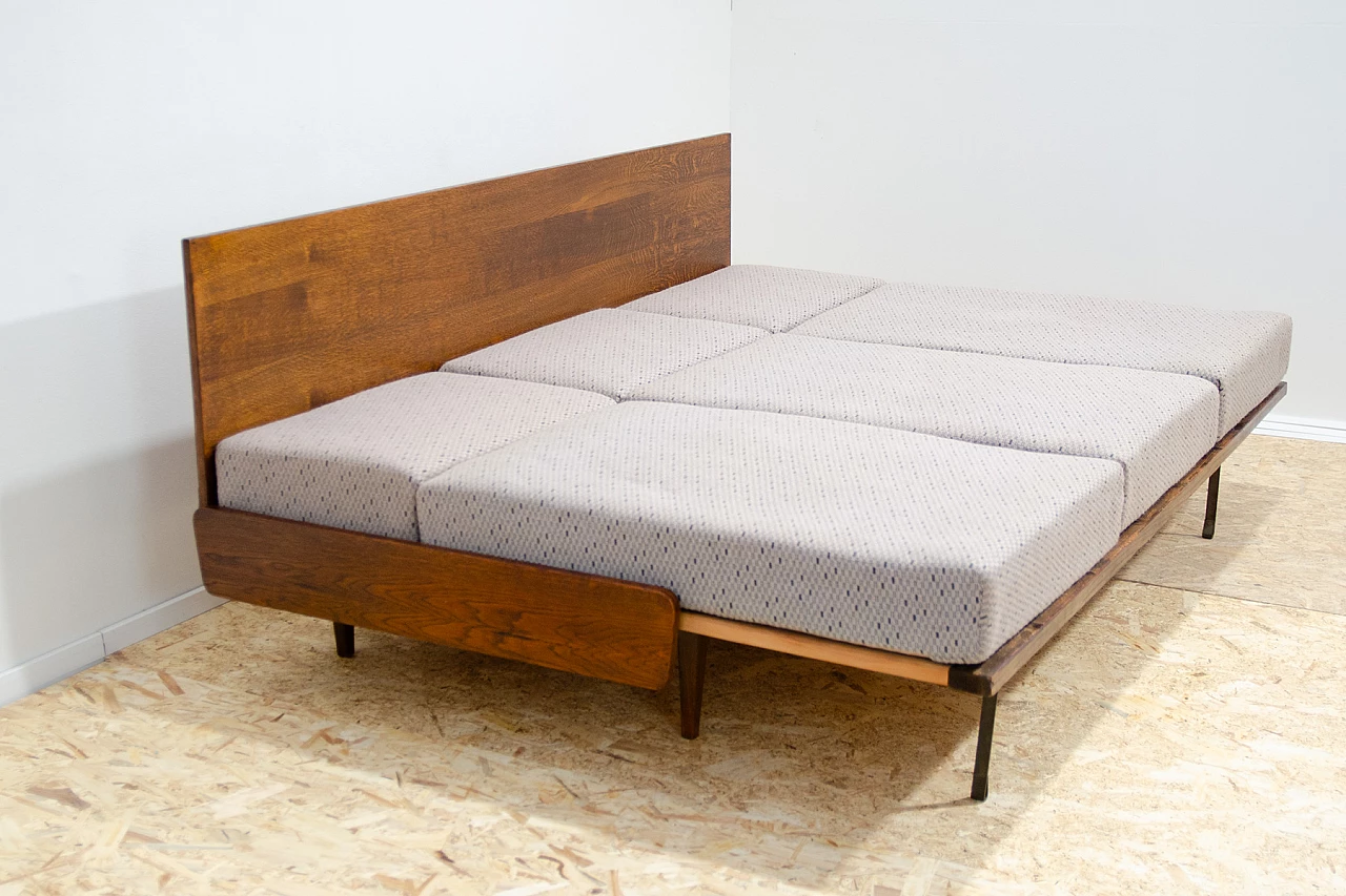 Beech and fabric sofa bed by Interiér Praha, 1960s 14
