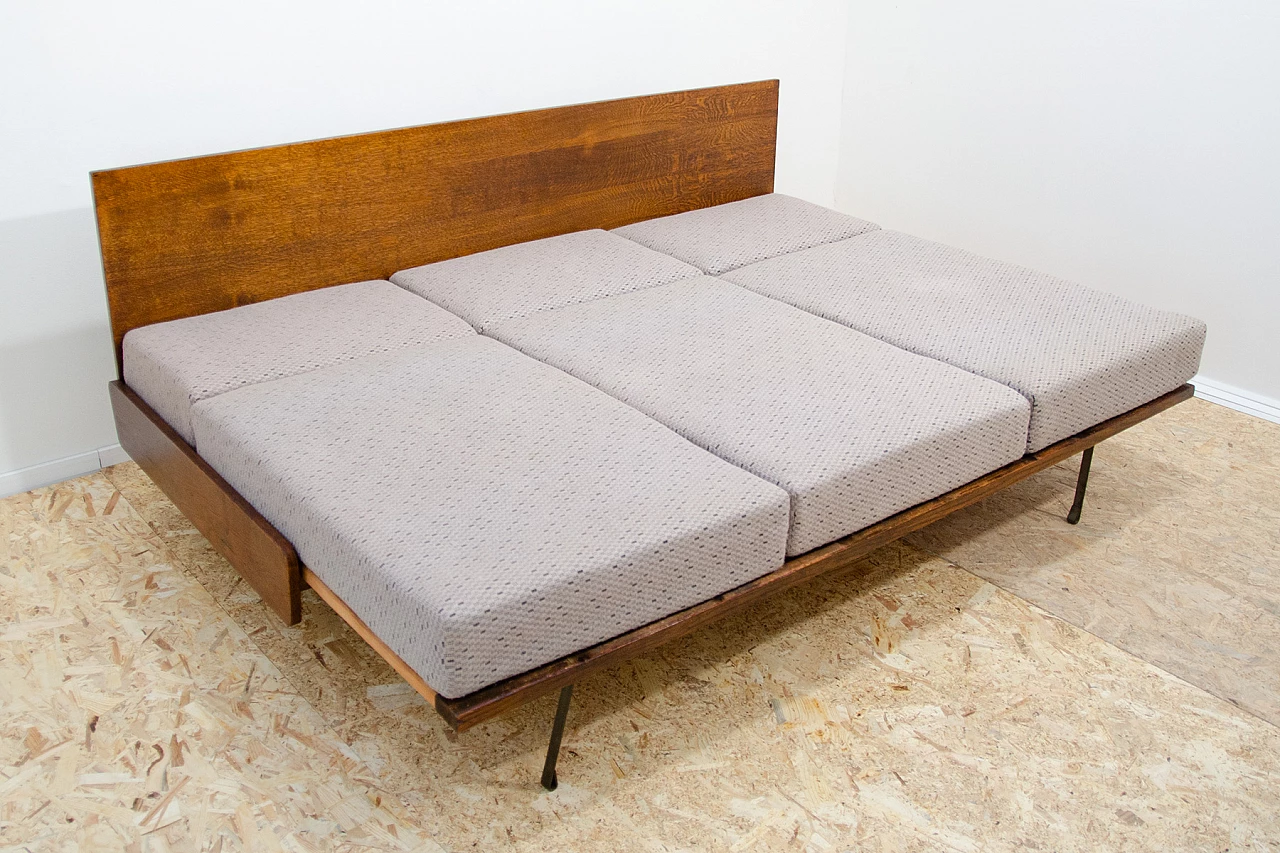Beech and fabric sofa bed by Interiér Praha, 1960s 15