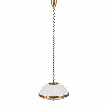 Brass-plated aluminum and acrylic hanging lamp, 1970s