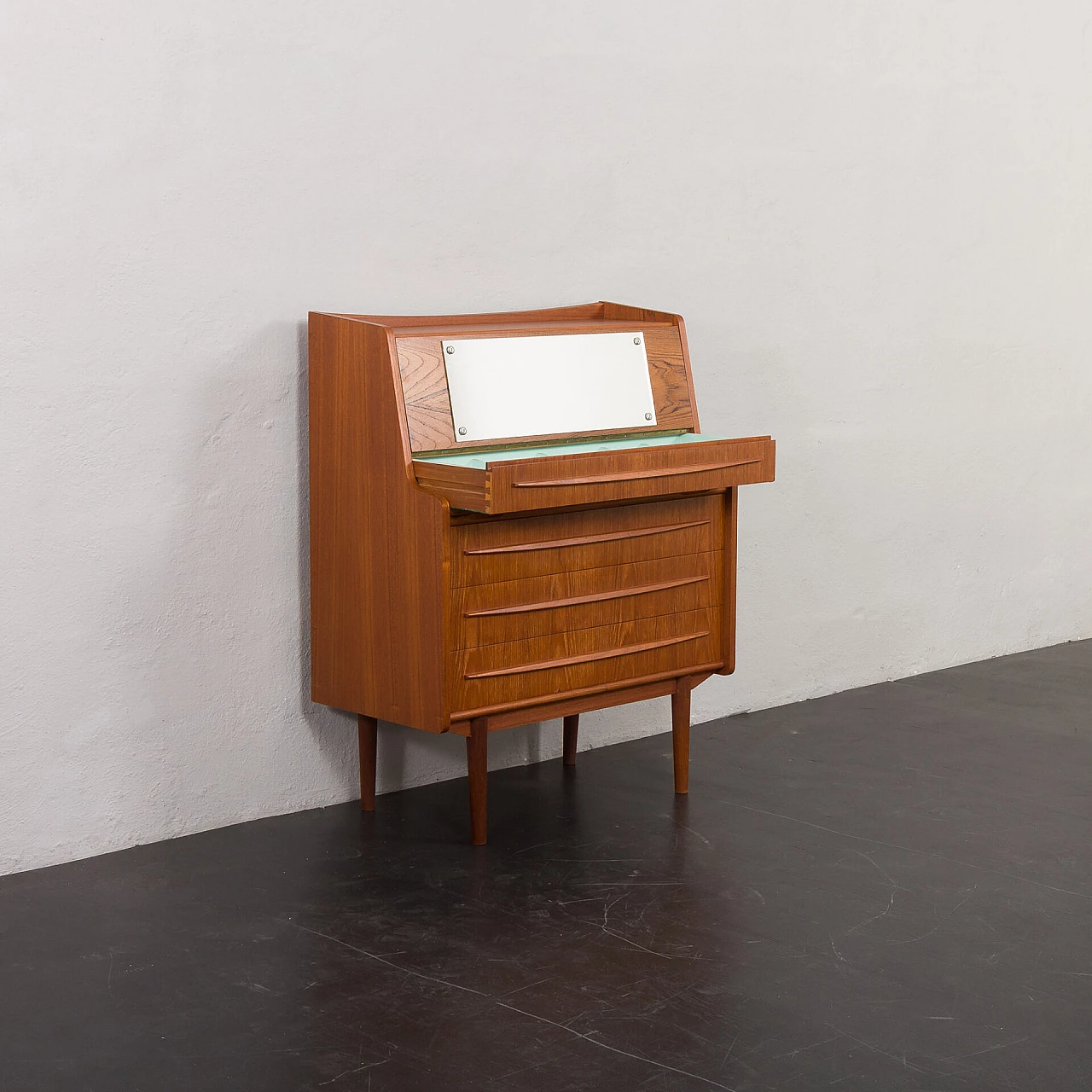 Danish secrétaire with extractable top and hidden mirror, 1960s 4