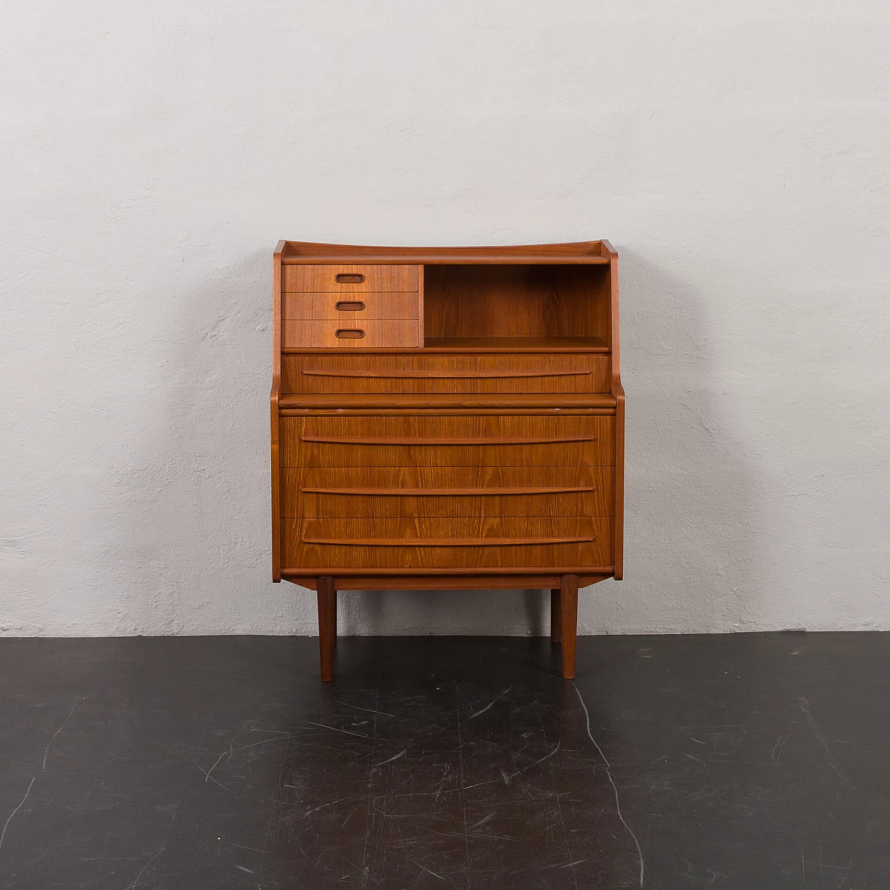 Danish secrétaire with extractable top and hidden mirror, 1960s 7