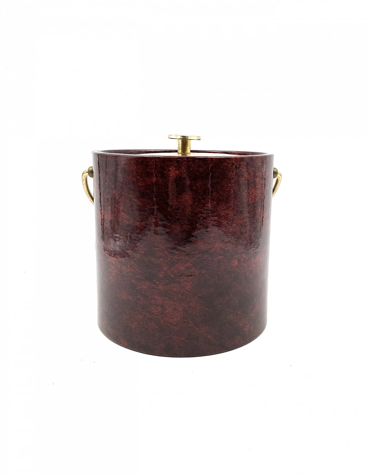 Brass and parchment ice bucket by Aldo Tura, 1960s 2