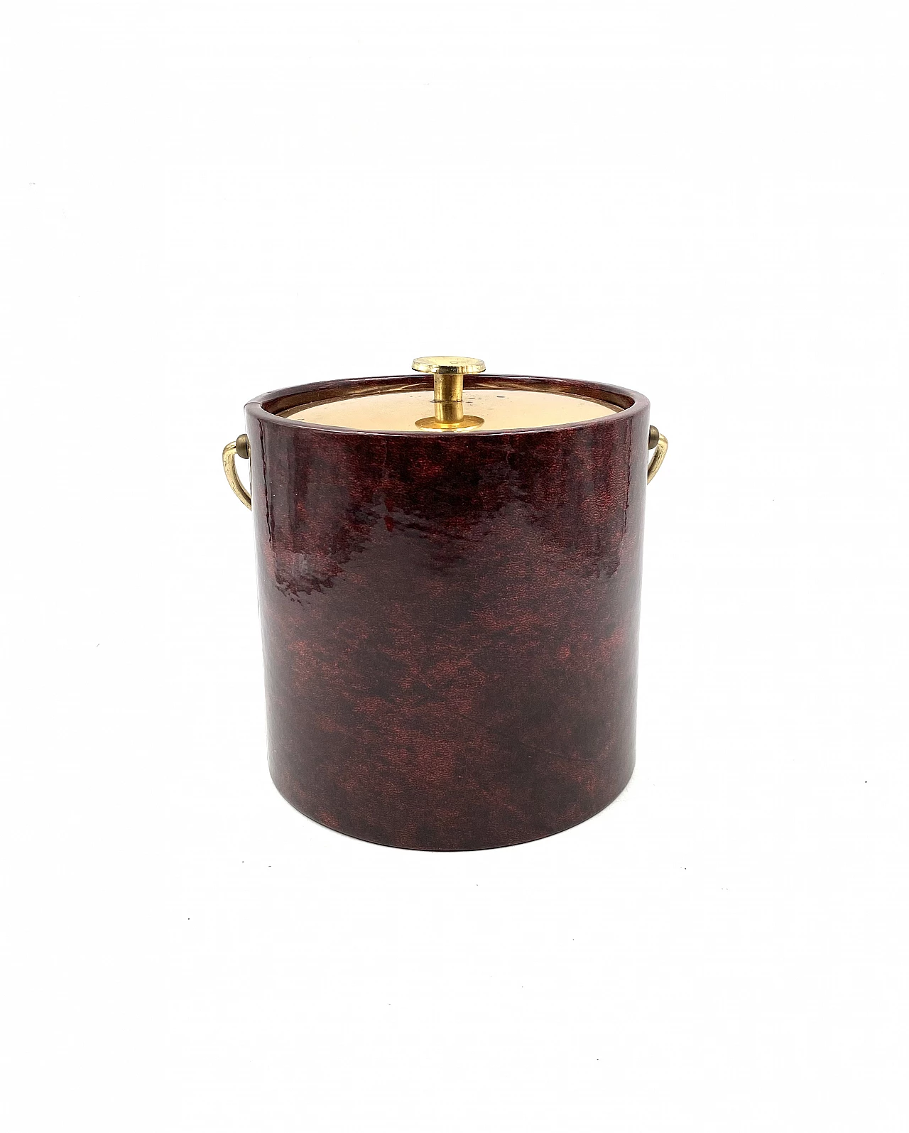 Brass and parchment ice bucket by Aldo Tura, 1960s 3