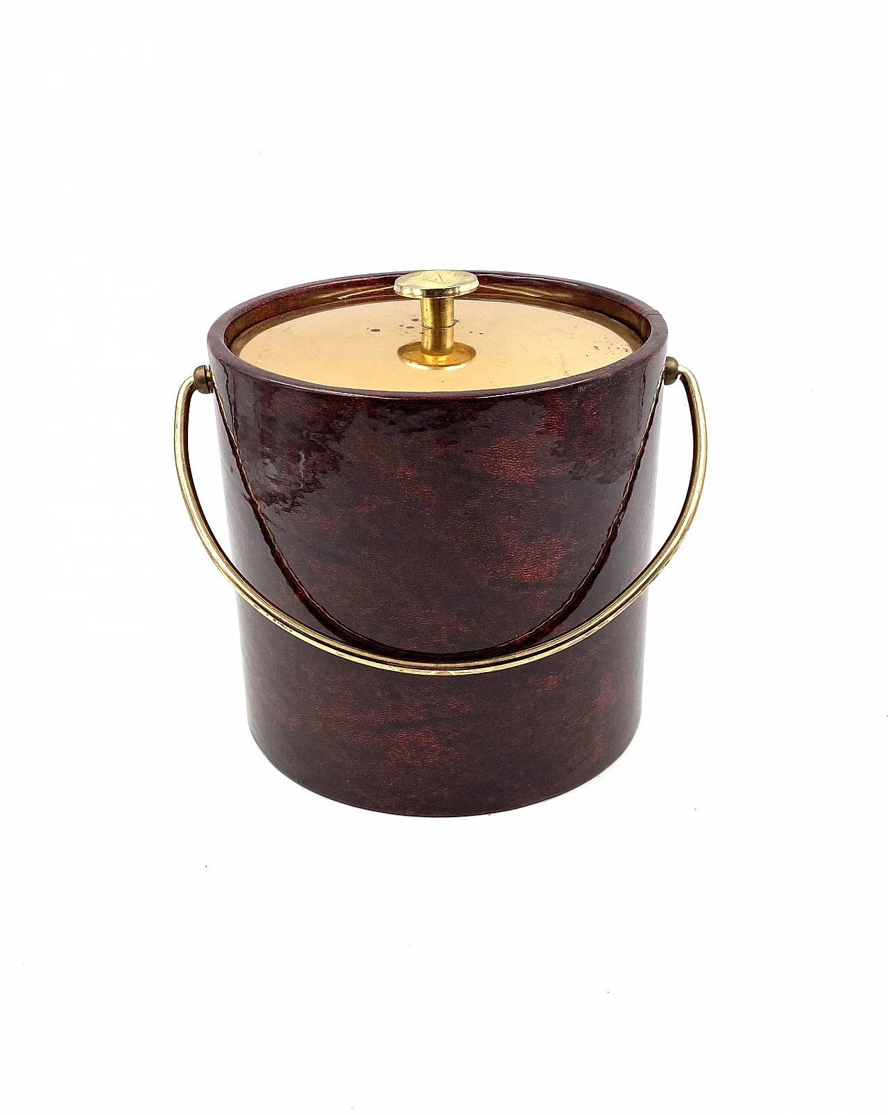 Brass and parchment ice bucket by Aldo Tura, 1960s 7