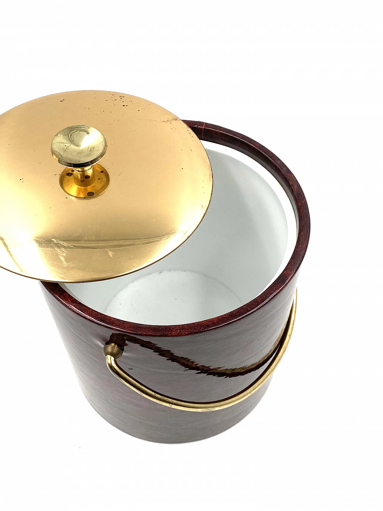 Brass and parchment ice bucket by Aldo Tura, 1960s 12