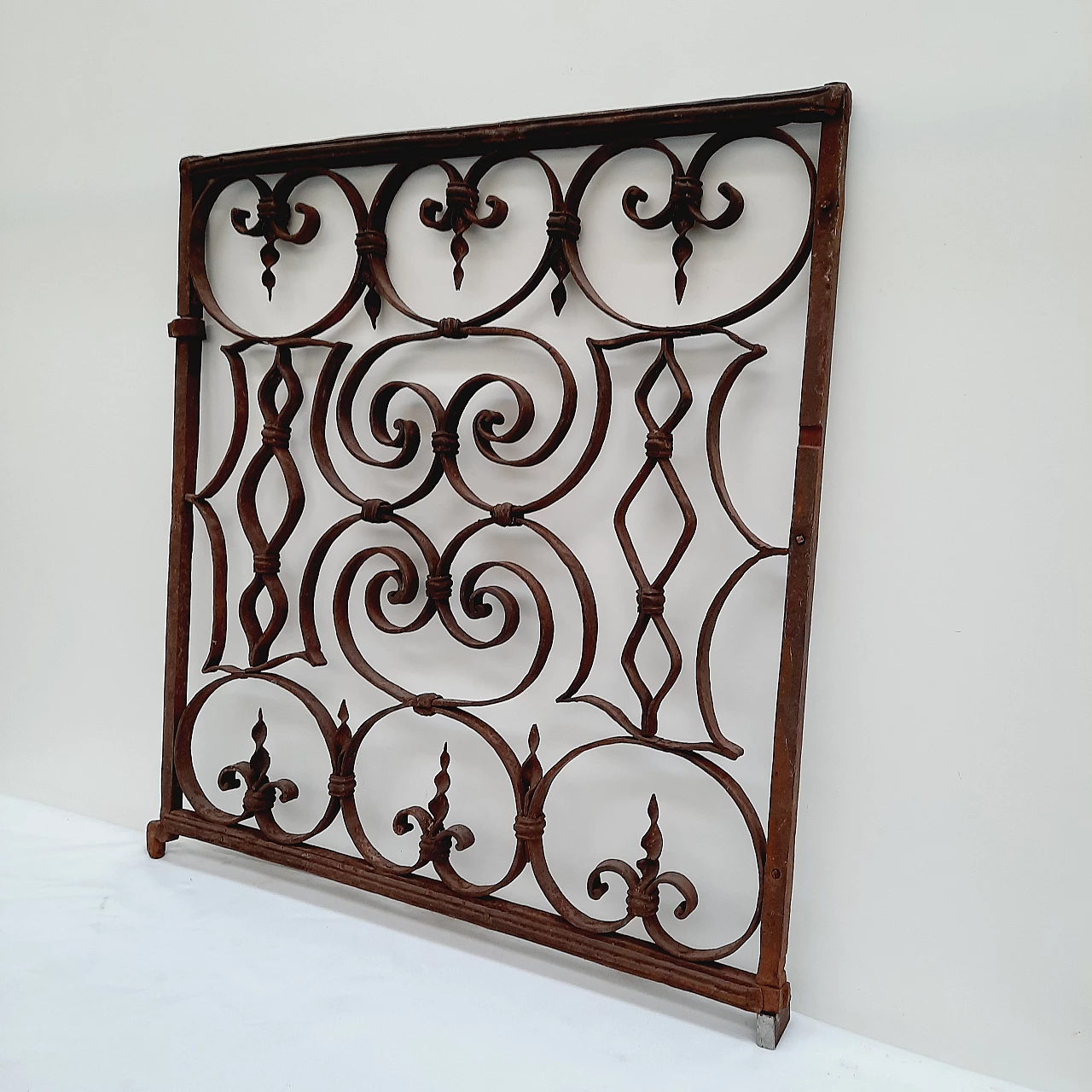 Wrought iron gate with forged curls and twists, 19th century 2