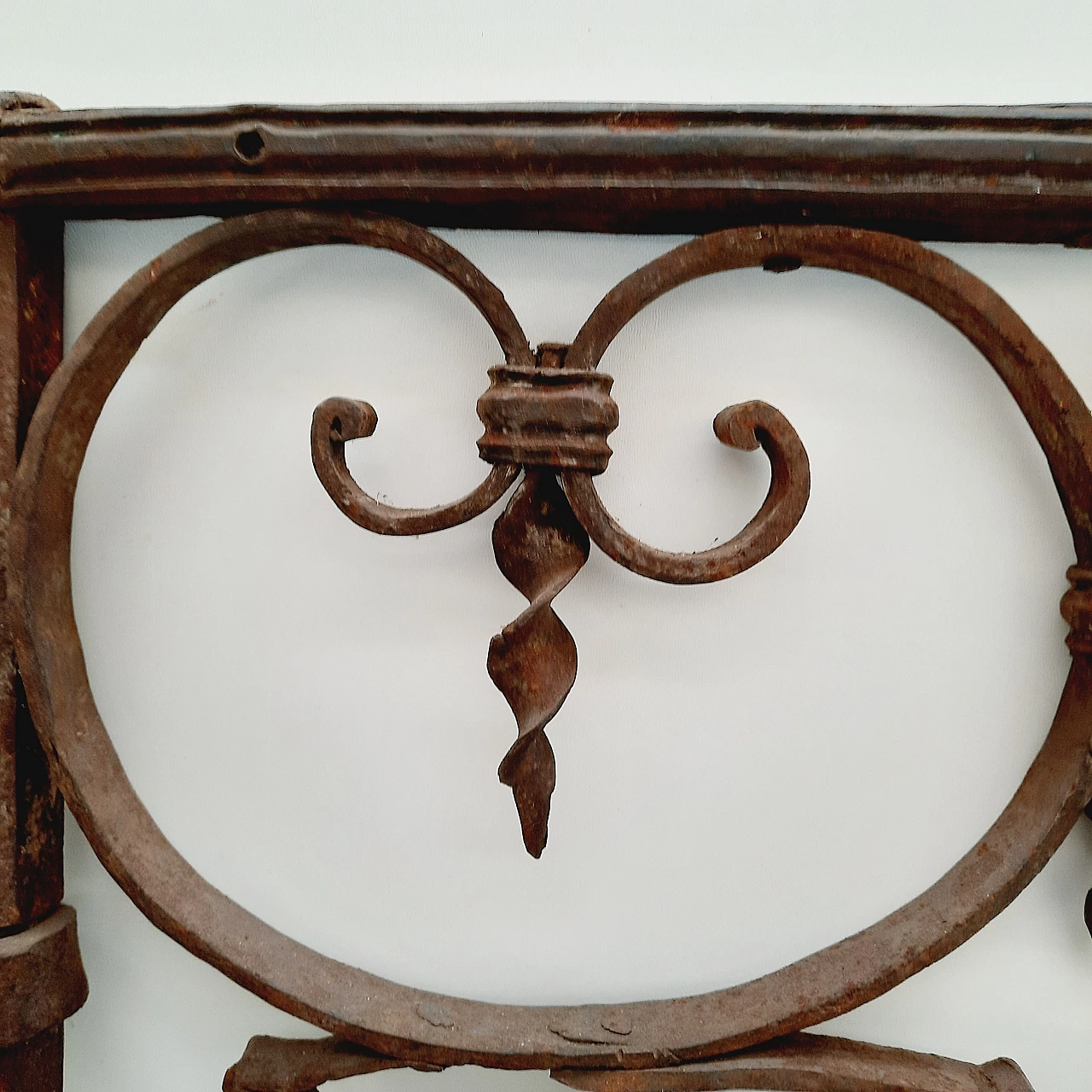 Wrought iron gate with forged curls and twists, 19th century 3