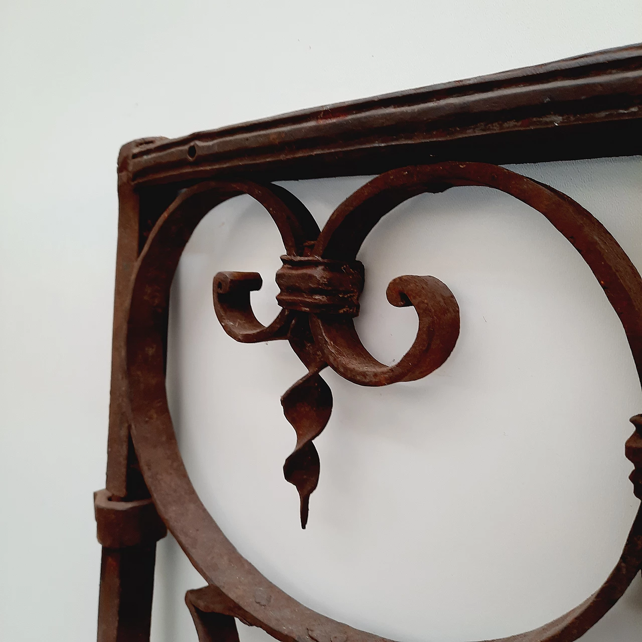 Wrought iron gate with forged curls and twists, 19th century 6
