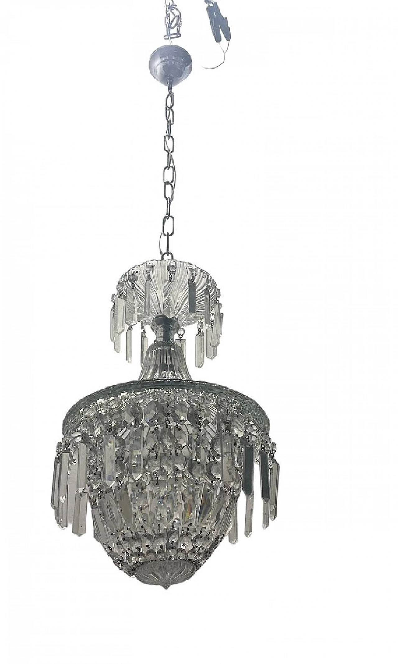 Lampada da soffitto in vetro di Murano e cristallo, anni '50 1