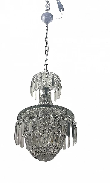 Lampada da soffitto in vetro di Murano e cristallo, anni '50