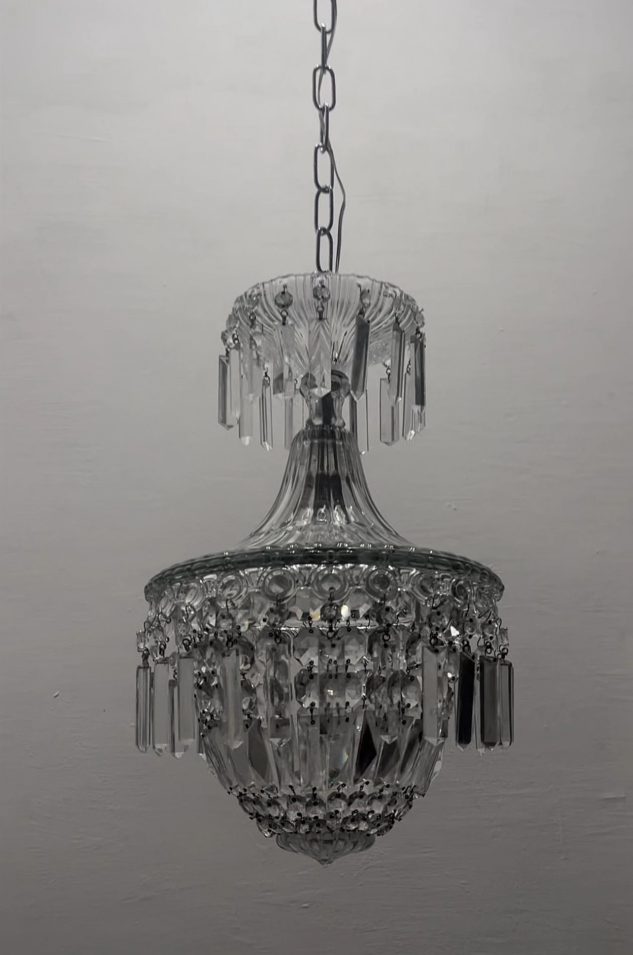 Lampada da soffitto in vetro di Murano e cristallo, anni '50 2