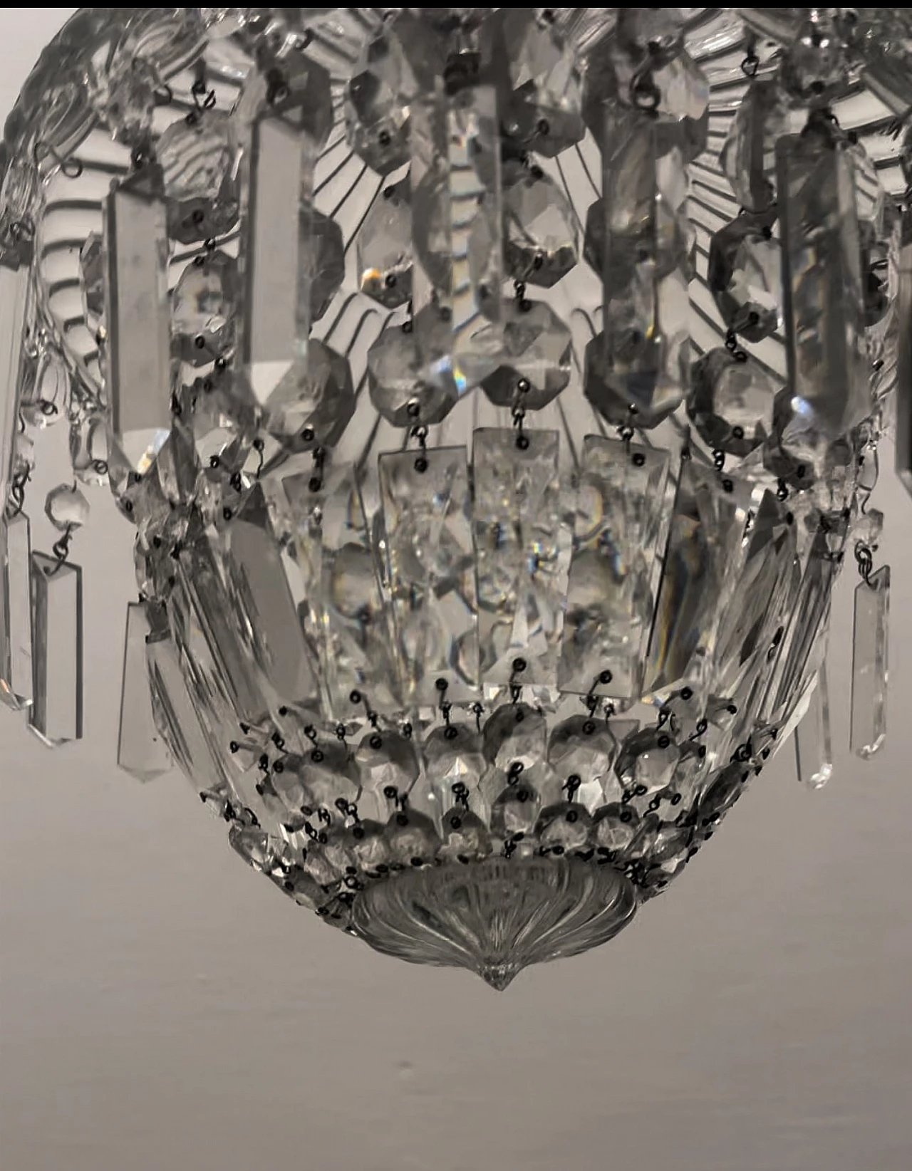 Murano glass and crystal ceiling lamp, 1950s 4