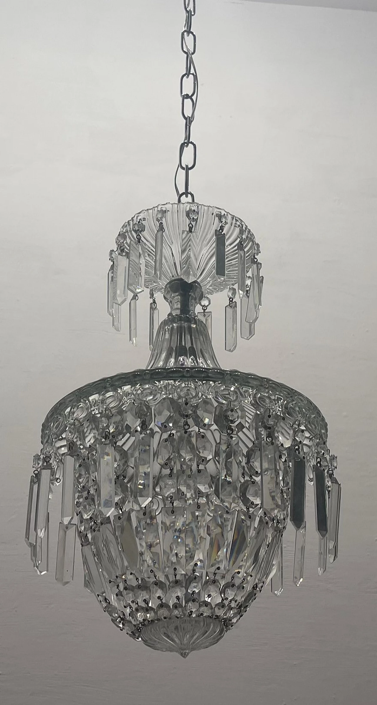 Murano glass and crystal ceiling lamp, 1950s 5