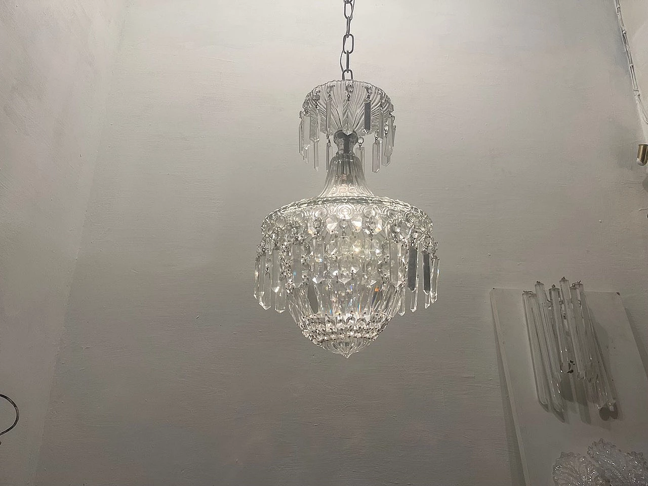 Lampada da soffitto in vetro di Murano e cristallo, anni '50 6